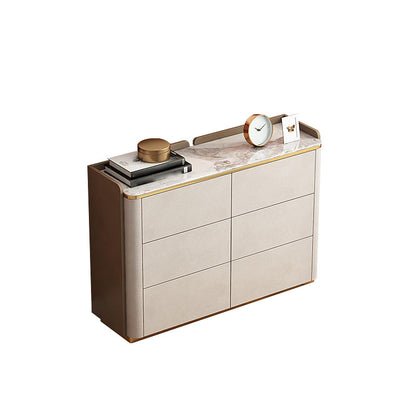 Glam Horizontal Stone Storage Chest Bedroom Chest in White with Drawers