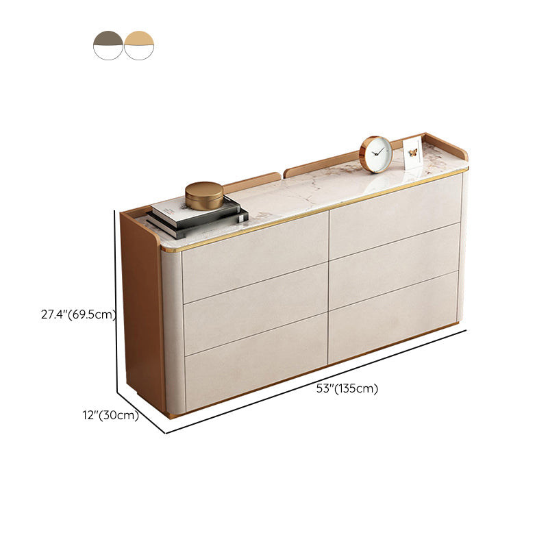 Glam Horizontal Stone Storage Chest Bedroom Chest in White with Drawers