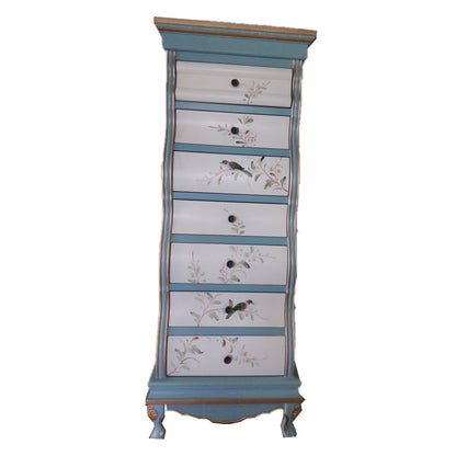 Cómoda de almacenamiento tradicional de madera maciza con 7 cajones