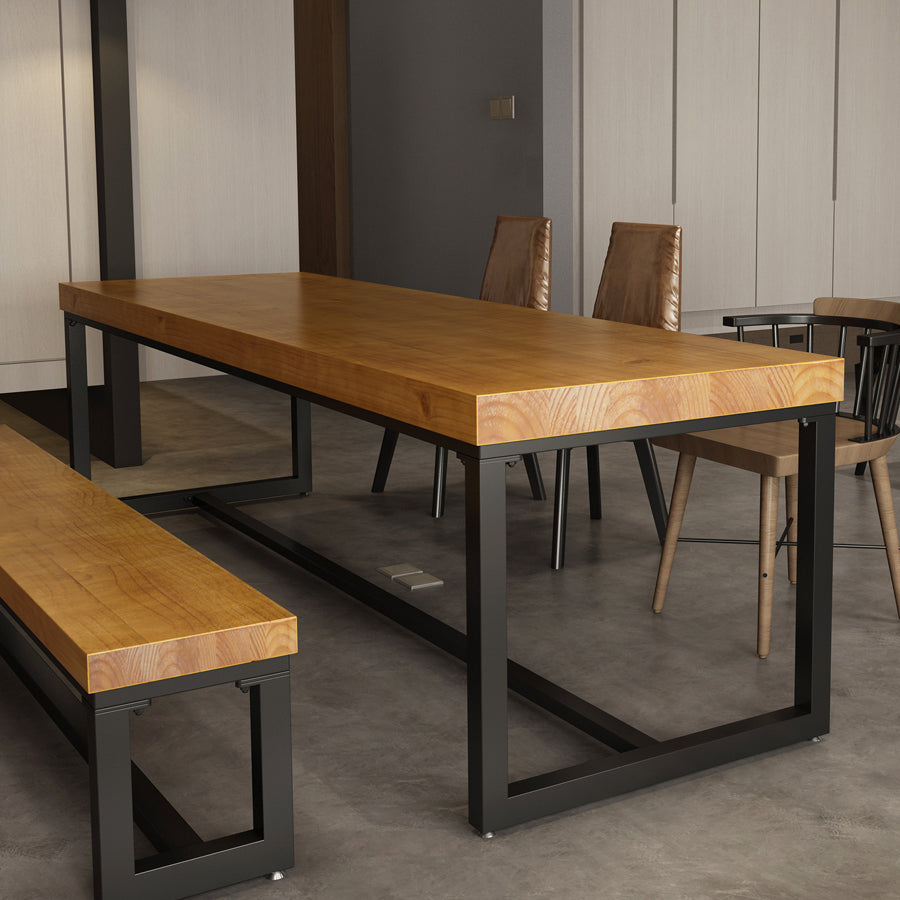 Bureau d'ordinateur en bois industriel bureau de bureau naturel rectangulaire