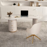 Modern Stone Office Desk 29.53" Tall Writing Desk with 3 Drawers Clearhalo 'furn' 'furn_office_desk' 'Furniture' 'Office Desks' 'Office Furniture' 'office_desk' 6356812