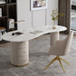 Modern Stone Office Desk 29.53" Tall Writing Desk with 3 Drawers Clearhalo 'furn' 'furn_office_desk' 'Furniture' 'Office Desks' 'Office Furniture' 'office_desk' 6356814