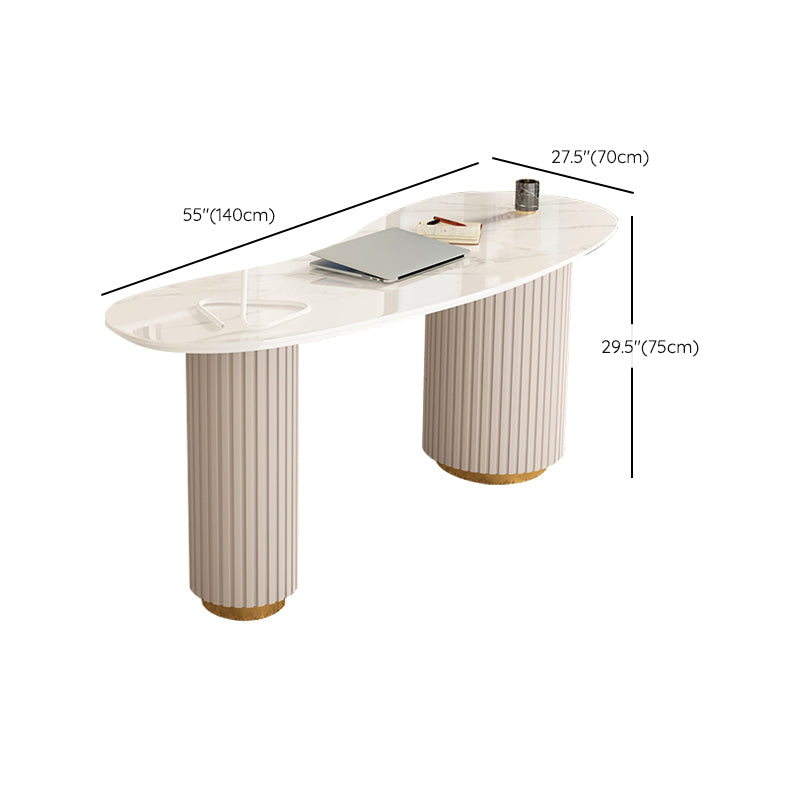 Modern Stone Office Desk 29.53" Tall Writing Desk with 3 Drawers Clearhalo 'furn' 'furn_office_desk' 'Furniture' 'Office Desks' 'Office Furniture' 'office_desk' 6356817