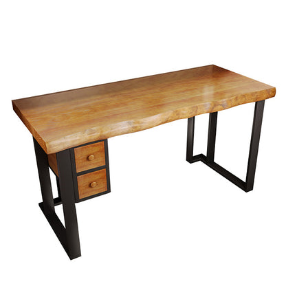 Wood Industrial Computer Desk rechthoekige bureau met 2 laden