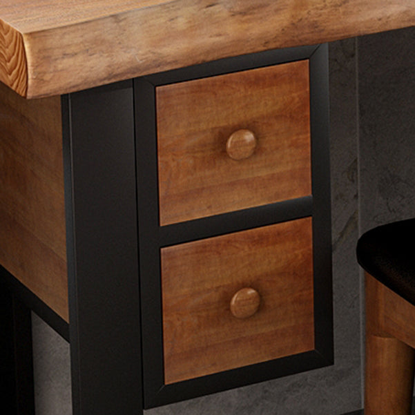 Wood Industrial Computer Desk rechthoekige bureau met 2 laden