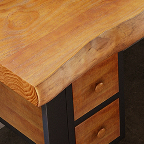 Wood Industrial Computer Desk rechthoekige bureau met 2 laden