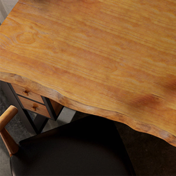 Wood Industrial Computer Desk rechthoekige bureau met 2 laden