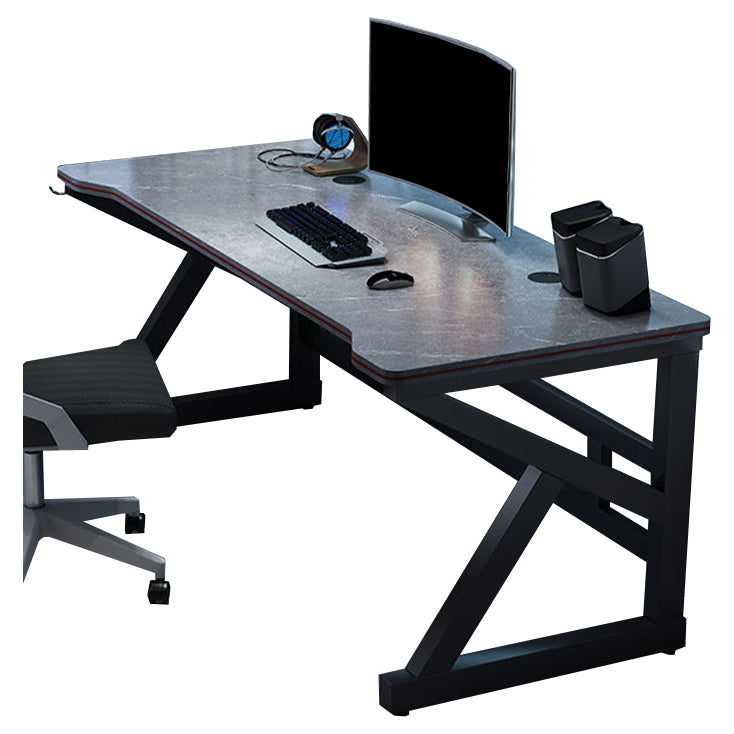 23.62" W Industrial Office Desk Antique Finish Secretary Desk with Metal Legs 55.1"L x 23.6"W x 29.5"H Grey Clearhalo 'furn' 'furn_office_desk' 'Furniture' 'Office Desks' 'Office Furniture' 'office_desk' 6356901