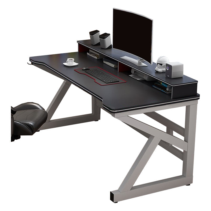 23.62" W Industrial Office Desk Antique Finish Secretary Desk with Metal Legs 47.2"L x 23.6"W x 32.7"H Black-White Clearhalo 'furn' 'furn_office_desk' 'Furniture' 'Office Desks' 'Office Furniture' 'office_desk' 6356907