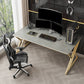 Contemporary Computer Desk Rectangular Gold Secretary Desk with Metal Legs Gray Clearhalo 'furn' 'furn_office_desk' 'Furniture' 'Office Desks' 'Office Furniture' 'office_desk' 6356987