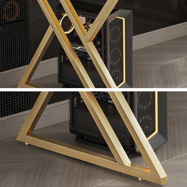 Contemporary Computer Desk Rectangular Gold Secretary Desk with Metal Legs Clearhalo 'furn' 'furn_office_desk' 'Furniture' 'Office Desks' 'Office Furniture' 'office_desk' 6356993