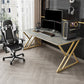 Contemporary Computer Desk Rectangular Gold Secretary Desk with Metal Legs Clearhalo 'furn' 'furn_office_desk' 'Furniture' 'Office Desks' 'Office Furniture' 'office_desk' 6356994