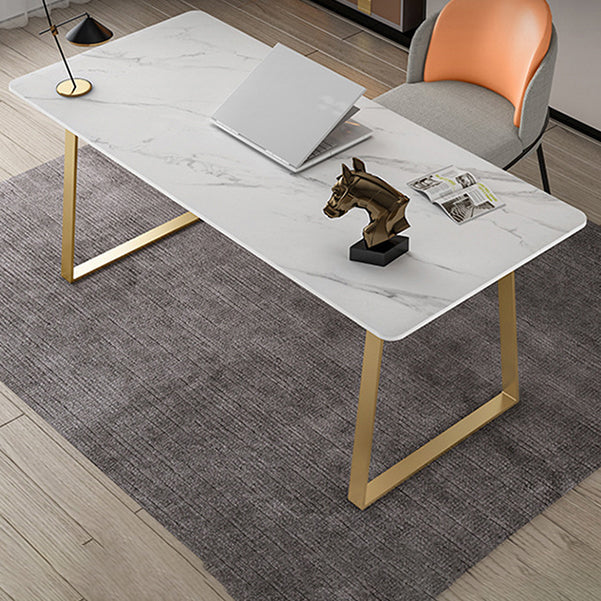 Glam 29.53-inch Tall Writing Desk 1-plank Stone Office Desk met slee-basis