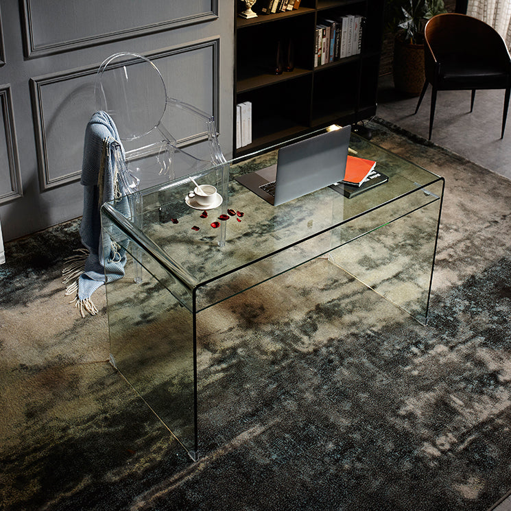 Office 29.53" Tall Writing Desk Rectangular Glass Top Office Desk