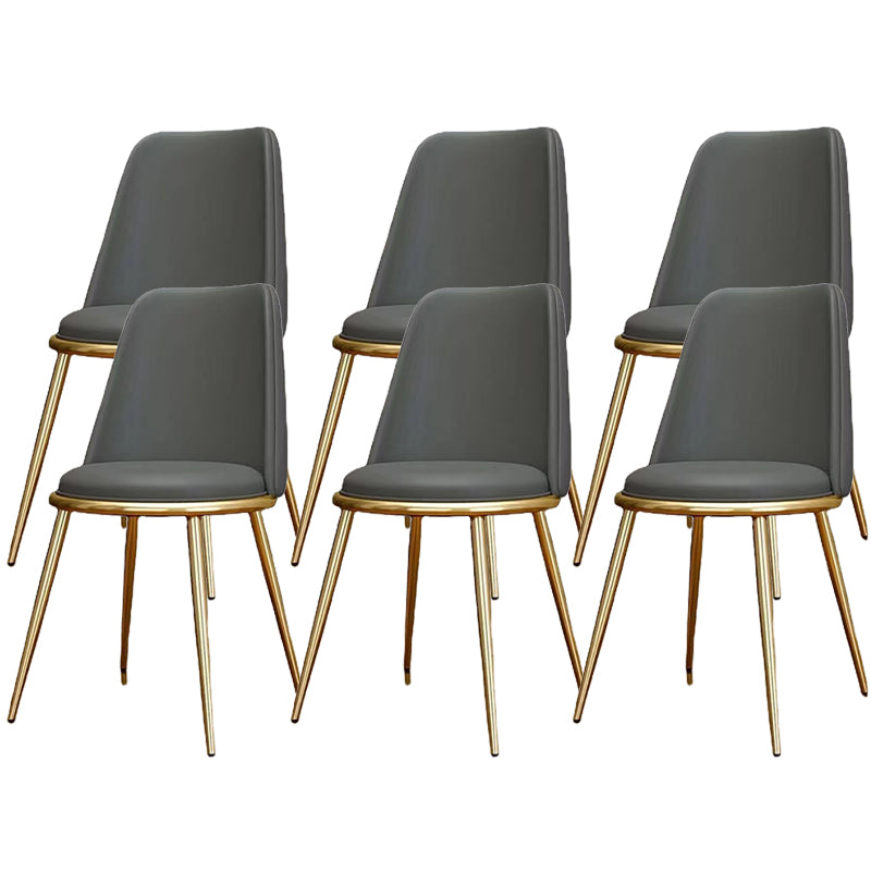 Glam Armless Dining Chairs Upholstered Dining Side Chairs with Gold Legs Grey 6 Piece Set Clearhalo 'Dining Chairs' 'Dining Tables & Seating' 'dining_chair' 'furn' 'furn_dining_chair' 'Furniture' 'Kitchen & Dining Furniture' 6357082