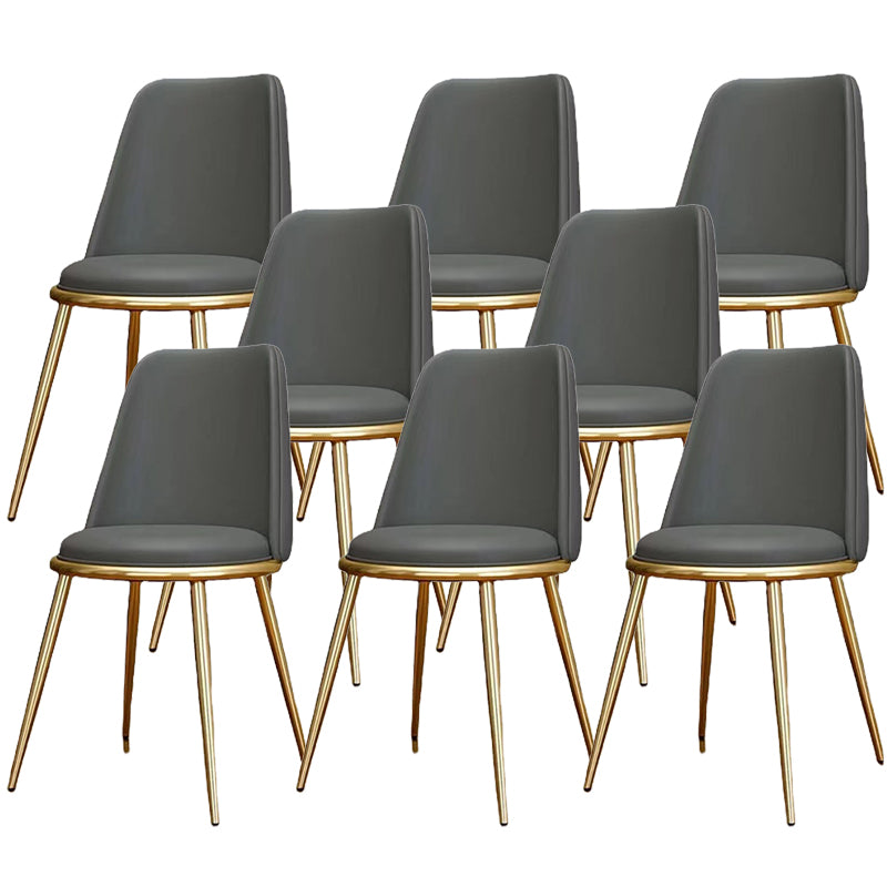 Glam Armless Dining Chairs Upholstered Dining Side Chairs with Gold Legs Grey 8 Piece Set Clearhalo 'Dining Chairs' 'Dining Tables & Seating' 'dining_chair' 'furn' 'furn_dining_chair' 'Furniture' 'Kitchen & Dining Furniture' 6357084