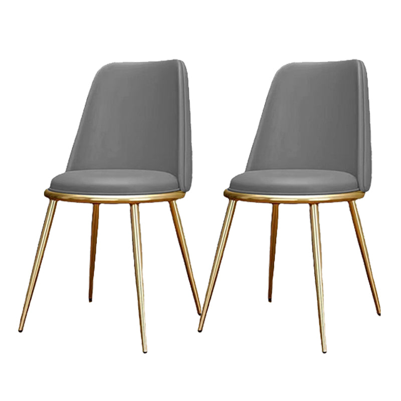 Glam Armless Dining Chairs Upholstered Dining Side Chairs with Gold Legs Light Gray 2 Piece Set Clearhalo 'Dining Chairs' 'Dining Tables & Seating' 'dining_chair' 'furn' 'furn_dining_chair' 'Furniture' 'Kitchen & Dining Furniture' 6357087