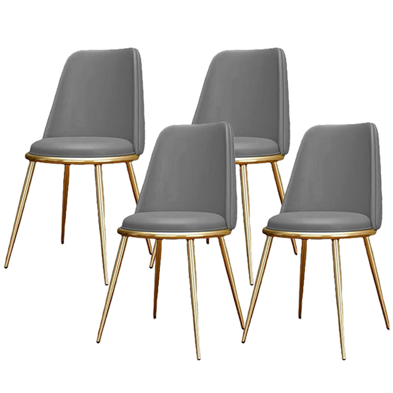 Glam Armless Dining Chairs Upholstered Dining Side Chairs with Gold Legs Light Gray 4 Piece Set Clearhalo 'Dining Chairs' 'Dining Tables & Seating' 'dining_chair' 'furn' 'furn_dining_chair' 'Furniture' 'Kitchen & Dining Furniture' 6357088