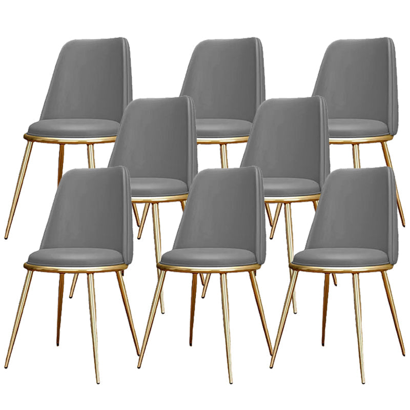 Glam Armless Dining Chairs Upholstered Dining Side Chairs with Gold Legs Light Gray 8 Piece Set Clearhalo 'Dining Chairs' 'Dining Tables & Seating' 'dining_chair' 'furn' 'furn_dining_chair' 'Furniture' 'Kitchen & Dining Furniture' 6357090