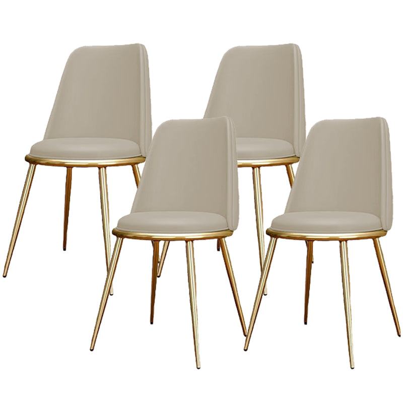 Glam Armless Dining Chairs Upholstered Dining Side Chairs with Gold Legs Off-White 4 Piece Set Clearhalo 'Dining Chairs' 'Dining Tables & Seating' 'dining_chair' 'furn' 'furn_dining_chair' 'Furniture' 'Kitchen & Dining Furniture' 6357096