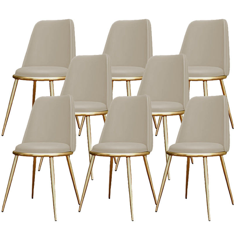 Glam Armless Dining Chairs Upholstered Dining Side Chairs with Gold Legs Off-White 8 Piece Set Clearhalo 'Dining Chairs' 'Dining Tables & Seating' 'dining_chair' 'furn' 'furn_dining_chair' 'Furniture' 'Kitchen & Dining Furniture' 6357098