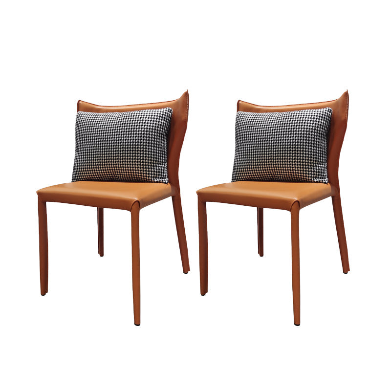Faux Leather Kitchen Dining Armless Chair Wingback Side Chair Orange 2 Piece Set Clearhalo 'Dining Chairs' 'Dining Tables & Seating' 'dining_chair' 'furn' 'furn_dining_chair' 'Furniture' 'Kitchen & Dining Furniture' 6357113