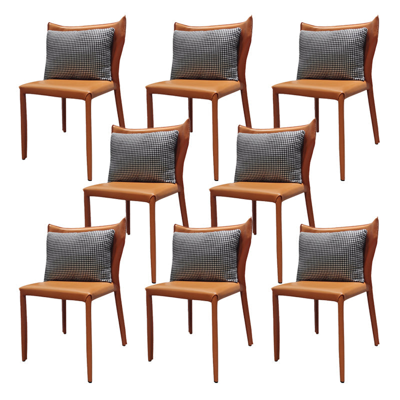 Faux Leather Kitchen Dining Armless Chair Wingback Side Chair Orange 8 Piece Set Clearhalo 'Dining Chairs' 'Dining Tables & Seating' 'dining_chair' 'furn' 'furn_dining_chair' 'Furniture' 'Kitchen & Dining Furniture' 6357118