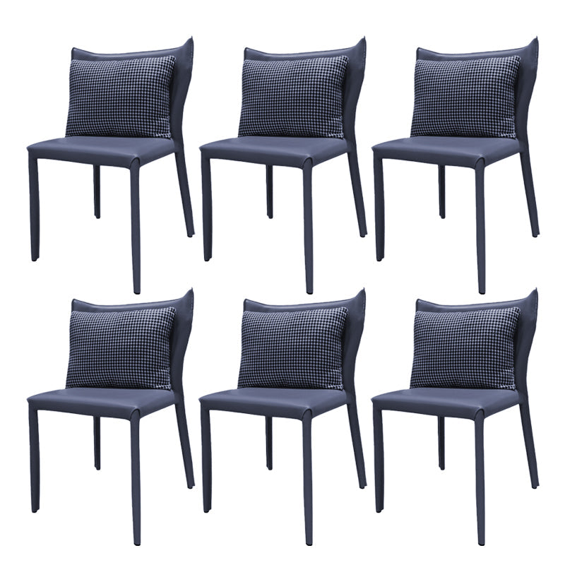 Faux Leather Kitchen Dining Armless Chair Wingback Side Chair Grey 6 Piece Set Clearhalo 'Dining Chairs' 'Dining Tables & Seating' 'dining_chair' 'furn' 'furn_dining_chair' 'Furniture' 'Kitchen & Dining Furniture' 6357126