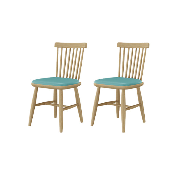 Contemporary Kitchen Dining Side Chair Slat Back Side Chair with Wood Legs Blue 2 Piece Set Clearhalo 'Dining Chairs' 'Dining Tables & Seating' 'dining_chair' 'furn' 'furn_dining_chair' 'Furniture' 'Kitchen & Dining Furniture' 6357228
