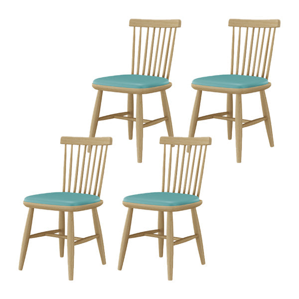 Contemporary Kitchen Dining Side Chair Slat Back Side Chair with Wood Legs Blue 4 Piece Set Clearhalo 'Dining Chairs' 'Dining Tables & Seating' 'dining_chair' 'furn' 'furn_dining_chair' 'Furniture' 'Kitchen & Dining Furniture' 6357229