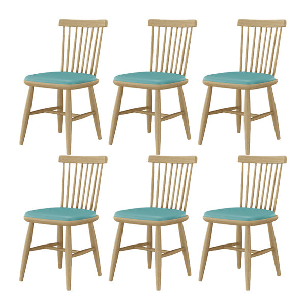 Contemporary Kitchen Dining Side Chair Slat Back Side Chair with Wood Legs Blue 6 Piece Set Clearhalo 'Dining Chairs' 'Dining Tables & Seating' 'dining_chair' 'furn' 'furn_dining_chair' 'Furniture' 'Kitchen & Dining Furniture' 6357232