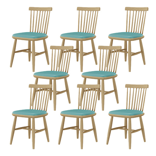 Contemporary Kitchen Dining Side Chair Slat Back Side Chair with Wood Legs Blue 8 Piece Set Clearhalo 'Dining Chairs' 'Dining Tables & Seating' 'dining_chair' 'furn' 'furn_dining_chair' 'Furniture' 'Kitchen & Dining Furniture' 6357234