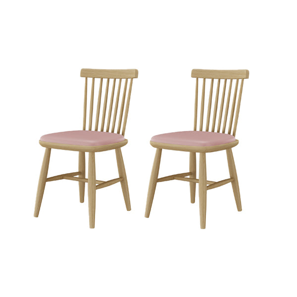 Contemporary Kitchen Dining Side Chair Slat Back Side Chair with Wood Legs Pink 2 Piece Set Clearhalo 'Dining Chairs' 'Dining Tables & Seating' 'dining_chair' 'furn' 'furn_dining_chair' 'Furniture' 'Kitchen & Dining Furniture' 6357237