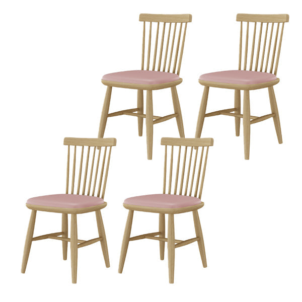 Contemporary Kitchen Dining Side Chair Slat Back Side Chair with Wood Legs Pink 4 Piece Set Clearhalo 'Dining Chairs' 'Dining Tables & Seating' 'dining_chair' 'furn' 'furn_dining_chair' 'Furniture' 'Kitchen & Dining Furniture' 6357238