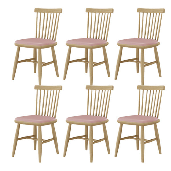 Contemporary Kitchen Dining Side Chair Slat Back Side Chair with Wood Legs Pink 6 Piece Set Clearhalo 'Dining Chairs' 'Dining Tables & Seating' 'dining_chair' 'furn' 'furn_dining_chair' 'Furniture' 'Kitchen & Dining Furniture' 6357239