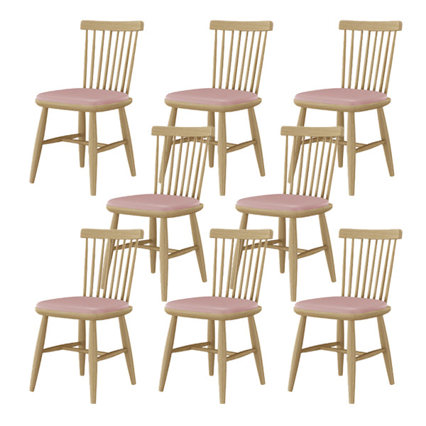 Contemporary Kitchen Dining Side Chair Slat Back Side Chair with Wood Legs Pink 8 Piece Set Clearhalo 'Dining Chairs' 'Dining Tables & Seating' 'dining_chair' 'furn' 'furn_dining_chair' 'Furniture' 'Kitchen & Dining Furniture' 6357240