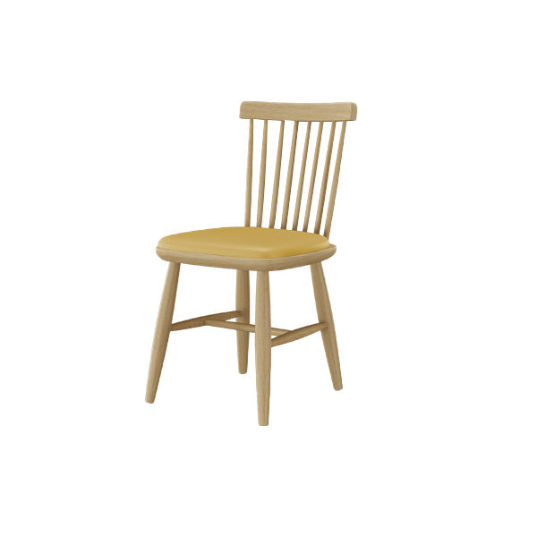 Contemporary Kitchen Dining Side Chair Slat Back Side Chair with Wood Legs Yellow 1 Piece Clearhalo 'Dining Chairs' 'Dining Tables & Seating' 'dining_chair' 'furn' 'furn_dining_chair' 'Furniture' 'Kitchen & Dining Furniture' 6357241