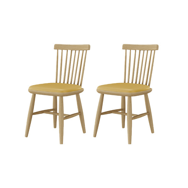 Contemporary Kitchen Dining Side Chair Slat Back Side Chair with Wood Legs Yellow 2 Piece Set Clearhalo 'Dining Chairs' 'Dining Tables & Seating' 'dining_chair' 'furn' 'furn_dining_chair' 'Furniture' 'Kitchen & Dining Furniture' 6357242