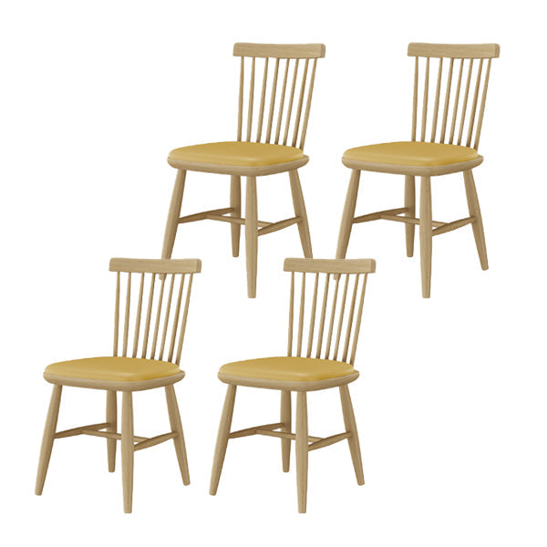 Contemporary Kitchen Dining Side Chair Slat Back Side Chair with Wood Legs Yellow 4 Piece Set Clearhalo 'Dining Chairs' 'Dining Tables & Seating' 'dining_chair' 'furn' 'furn_dining_chair' 'Furniture' 'Kitchen & Dining Furniture' 6357243