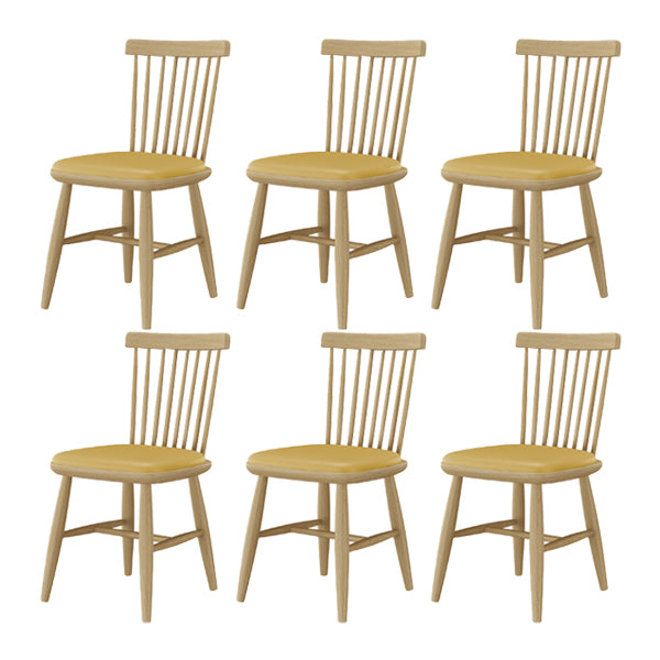 Contemporary Kitchen Dining Side Chair Slat Back Side Chair with Wood Legs Yellow 6 Piece Set Clearhalo 'Dining Chairs' 'Dining Tables & Seating' 'dining_chair' 'furn' 'furn_dining_chair' 'Furniture' 'Kitchen & Dining Furniture' 6357244