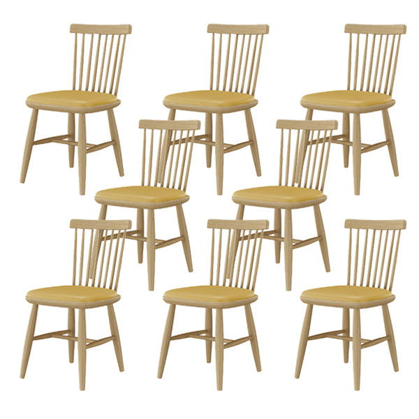 Contemporary Kitchen Dining Side Chair Slat Back Side Chair with Wood Legs Yellow 8 Piece Set Clearhalo 'Dining Chairs' 'Dining Tables & Seating' 'dining_chair' 'furn' 'furn_dining_chair' 'Furniture' 'Kitchen & Dining Furniture' 6357245
