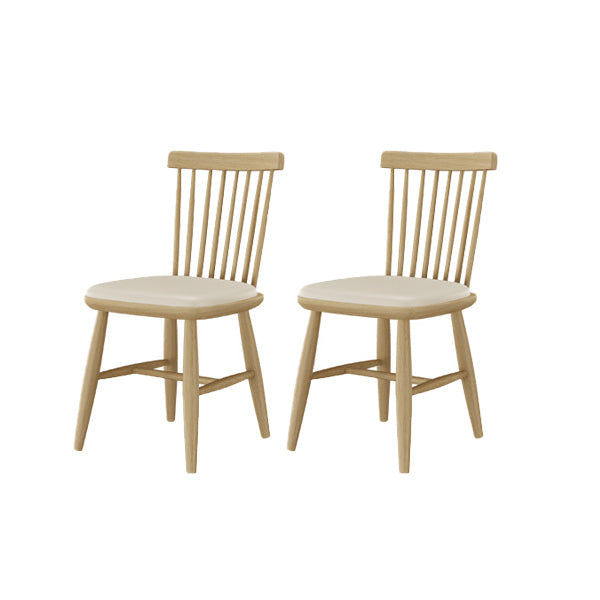 Contemporary Kitchen Dining Side Chair Slat Back Side Chair with Wood Legs Beige 2 Piece Set Clearhalo 'Dining Chairs' 'Dining Tables & Seating' 'dining_chair' 'furn' 'furn_dining_chair' 'Furniture' 'Kitchen & Dining Furniture' 6357252