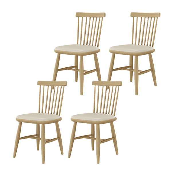 Contemporary Kitchen Dining Side Chair Slat Back Side Chair with Wood Legs Beige 4 Piece Set Clearhalo 'Dining Chairs' 'Dining Tables & Seating' 'dining_chair' 'furn' 'furn_dining_chair' 'Furniture' 'Kitchen & Dining Furniture' 6357253