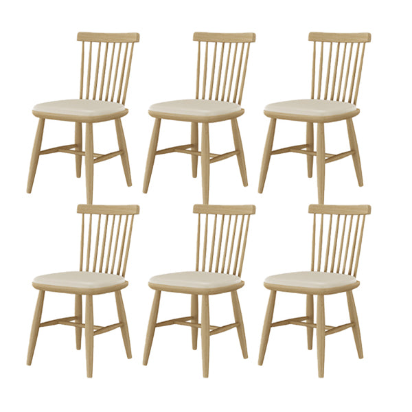 Contemporary Kitchen Dining Side Chair Slat Back Side Chair with Wood Legs Beige 6 Piece Set Clearhalo 'Dining Chairs' 'Dining Tables & Seating' 'dining_chair' 'furn' 'furn_dining_chair' 'Furniture' 'Kitchen & Dining Furniture' 6357254