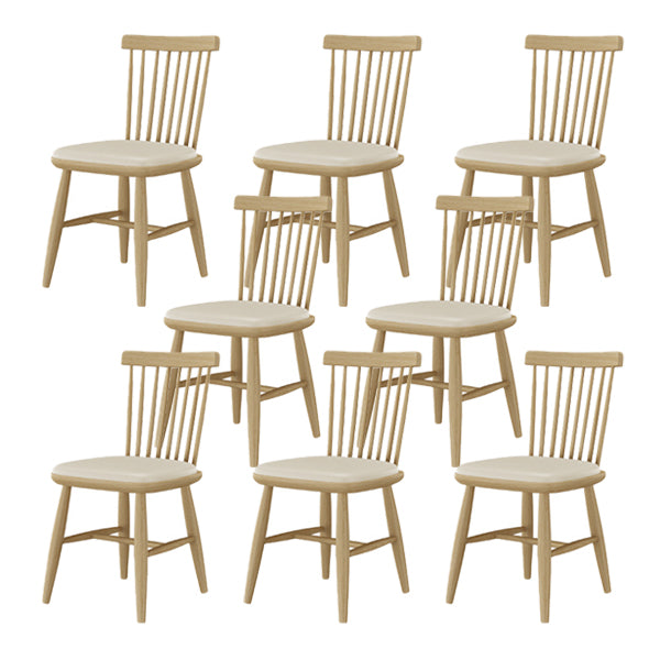 Contemporary Kitchen Dining Side Chair Slat Back Side Chair with Wood Legs Beige 8 Piece Set Clearhalo 'Dining Chairs' 'Dining Tables & Seating' 'dining_chair' 'furn' 'furn_dining_chair' 'Furniture' 'Kitchen & Dining Furniture' 6357255
