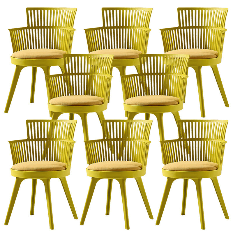 グラムプラスチックフレームダイニングアームチェア布張りファブリックアームチェア