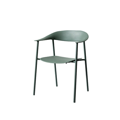 Modern Indoor-Outdoor Dining Arm Chair Plastic Arm Chair with Metal Legs