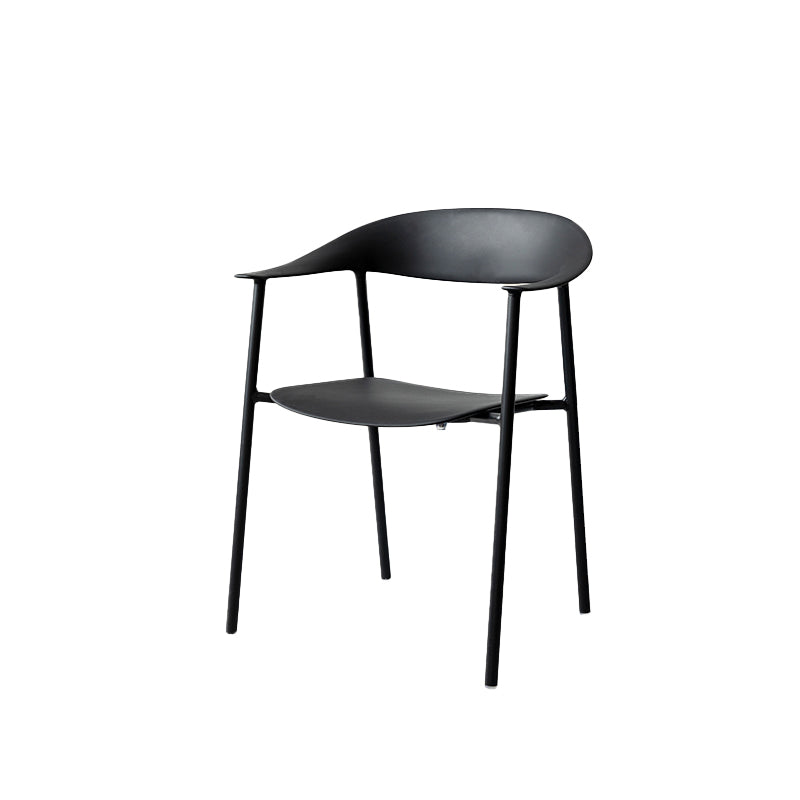 Modern Indoor-Outdoor Dining Arm Chair Plastic Arm Chair with Metal Legs
