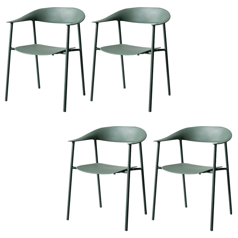 Modern Indoor-Outdoor Dining Arm Chair Plastic Arm Chair with Metal Legs
