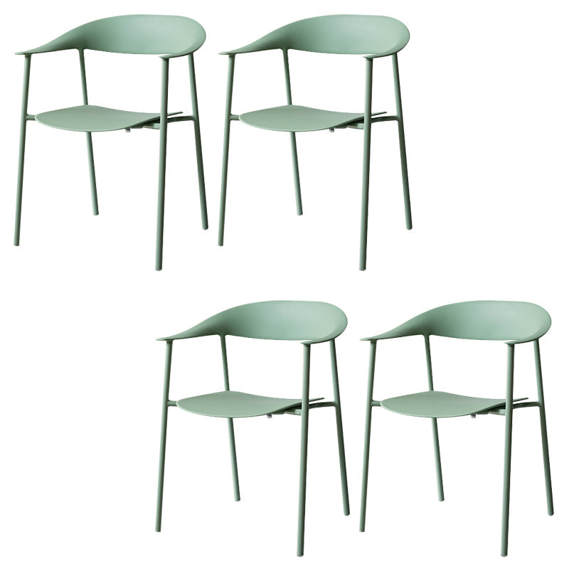 Modern Indoor-Outdoor Dining Arm Chair Plastic Arm Chair with Metal Legs